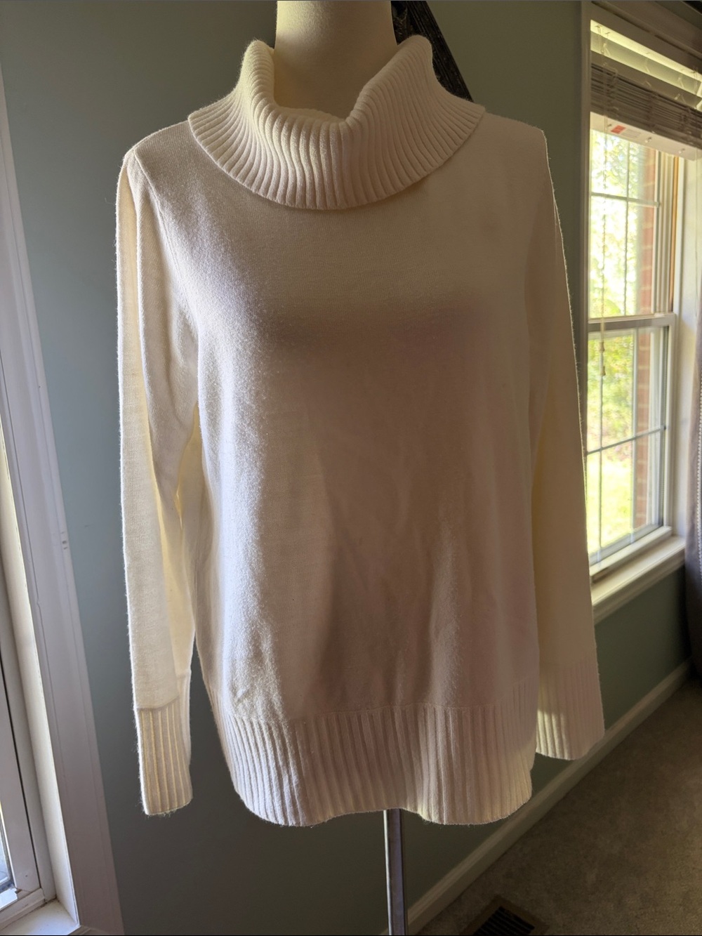 Josephine Chaus Cream Ribbed Cowl Neck Sweater